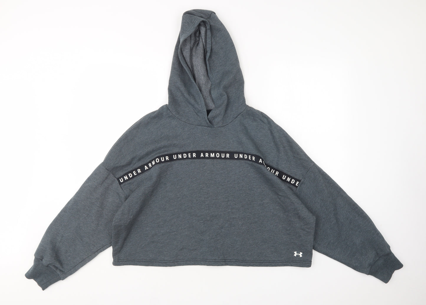 Under armour Womens Grey  Cotton Pullover Hoodie Size M   - Cropped