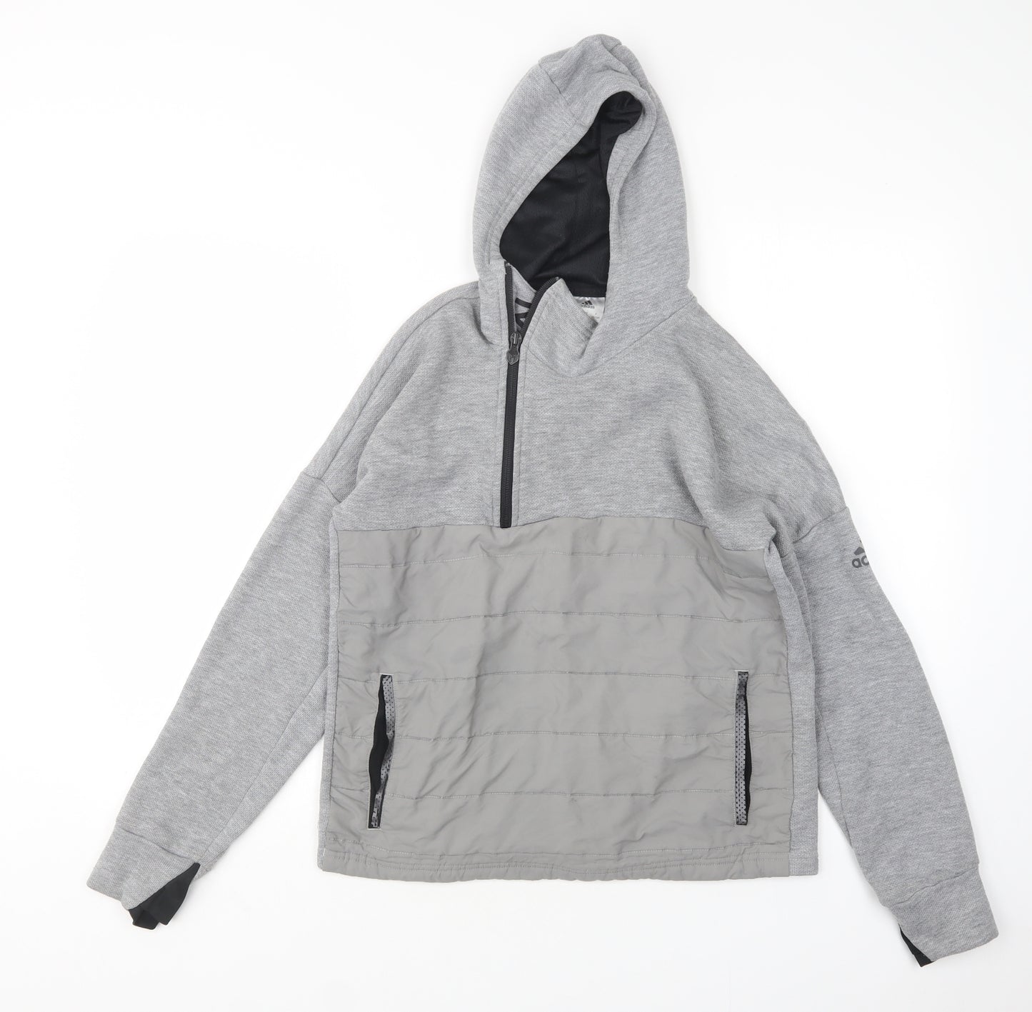 adidas Boys Grey  Polyester Pullover Hoodie Size 13-14 Years   - Messi