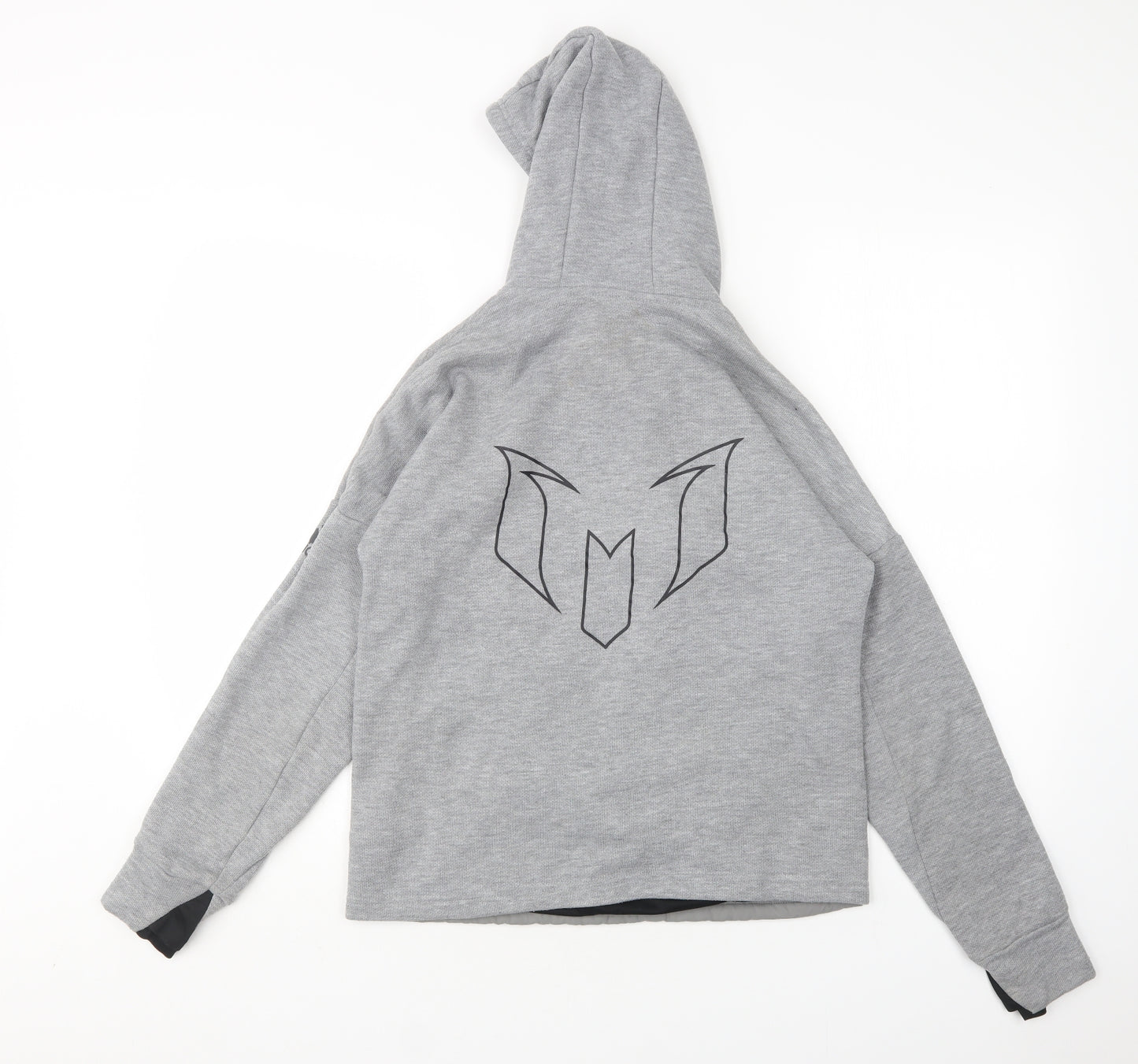 adidas Boys Grey  Polyester Pullover Hoodie Size 13-14 Years   - Messi