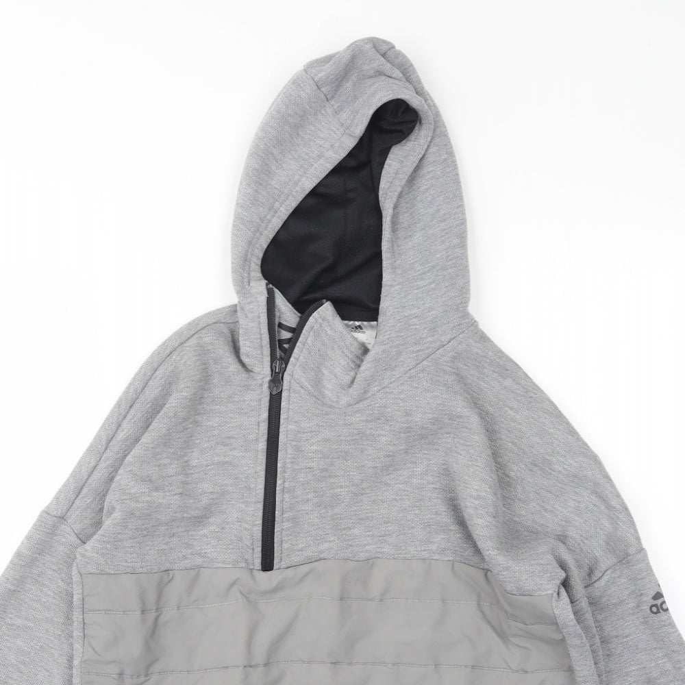adidas Boys Grey  Polyester Pullover Hoodie Size 13-14 Years   - Messi