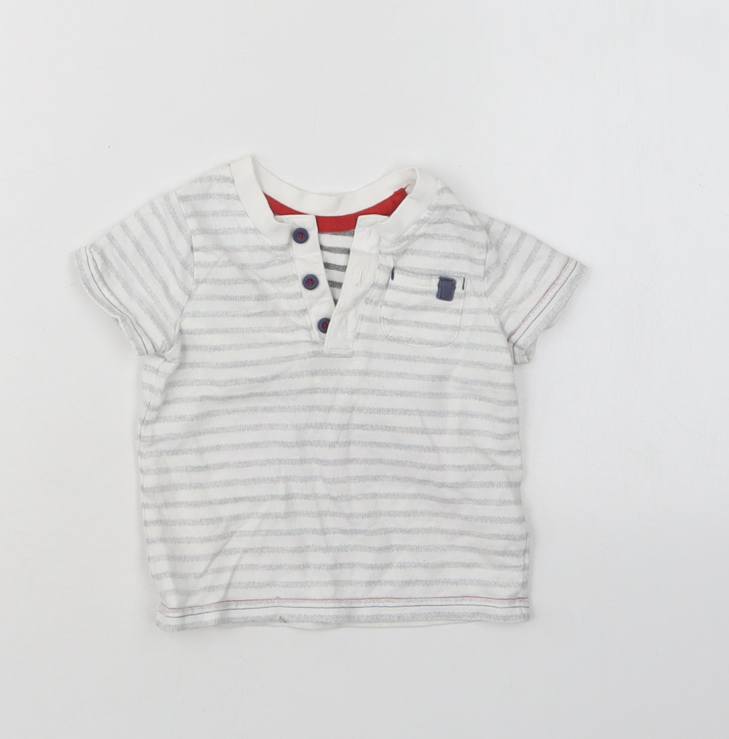George Boys Multicoloured Striped Cotton Basic T-Shirt Size 6-9 Months Round Neck