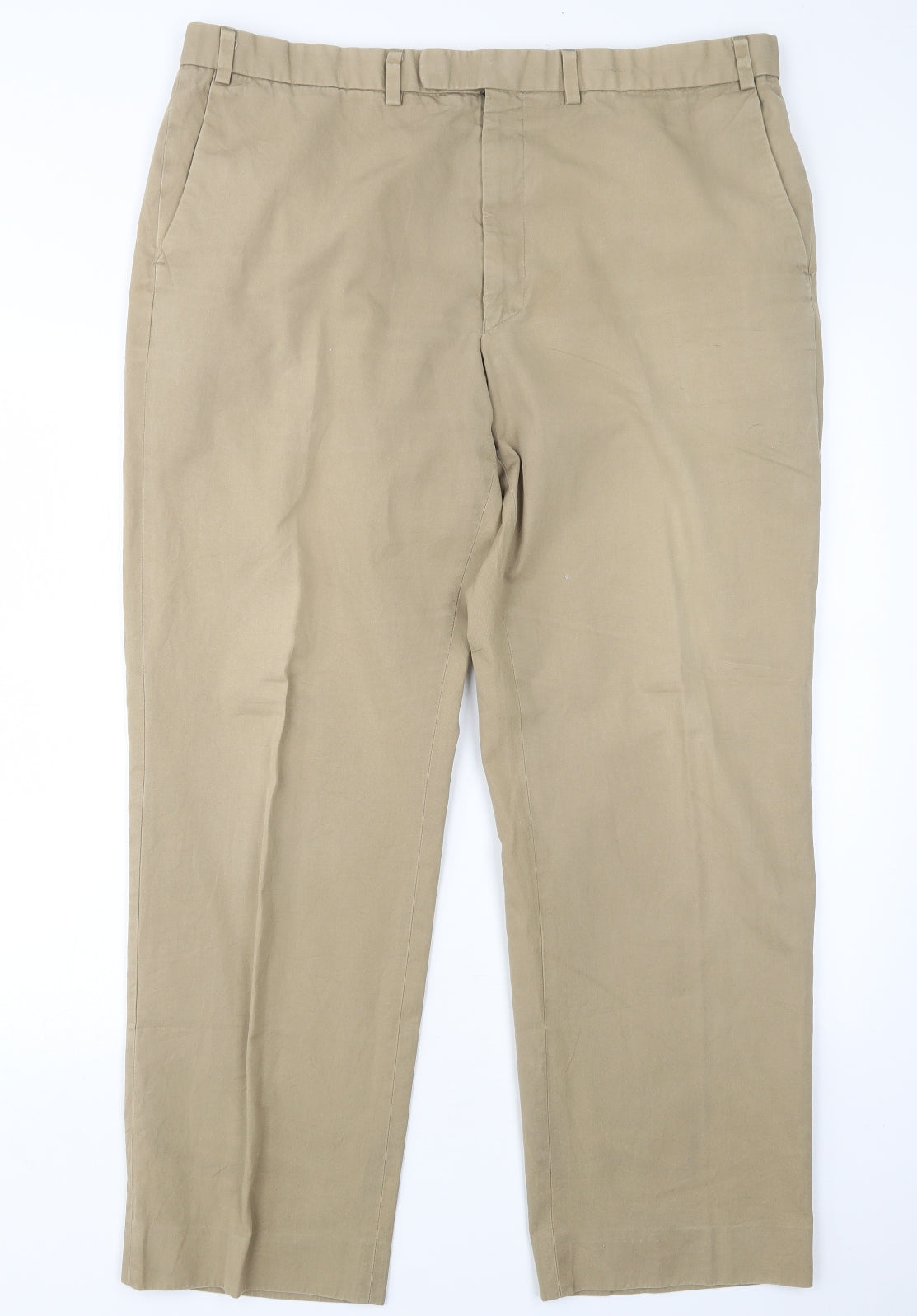 M&S Mens Beige  Cotton Trousers  Size 40 L31 in Regular
