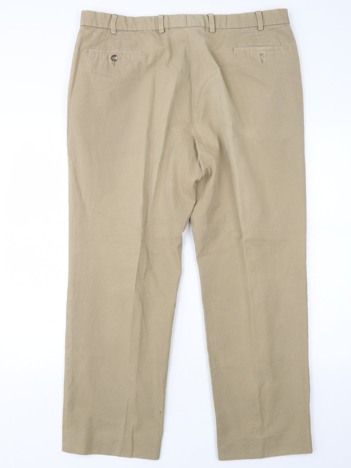 M&S Mens Beige  Cotton Trousers  Size 40 L31 in Regular