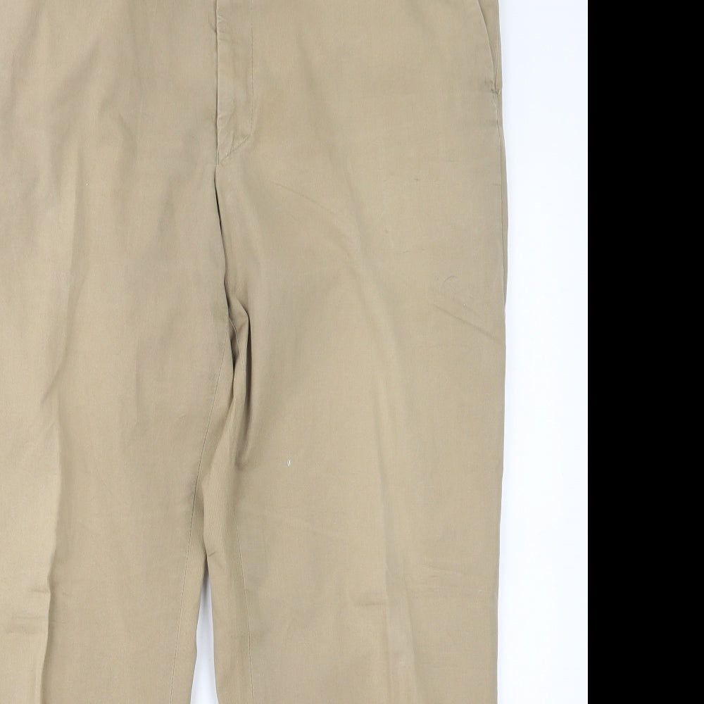 M&S Mens Beige  Cotton Trousers  Size 40 L31 in Regular