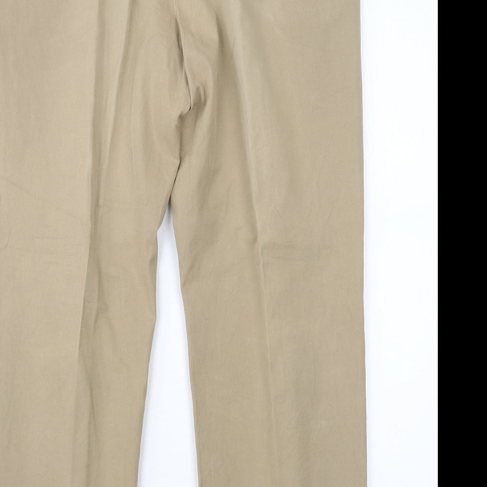 M&S Mens Beige  Cotton Trousers  Size 40 L31 in Regular