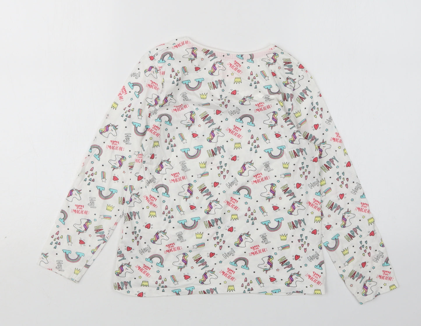 Primark Girls Multicoloured  Cotton Top Pyjama Top Size 7-8 Years   - Unicorn