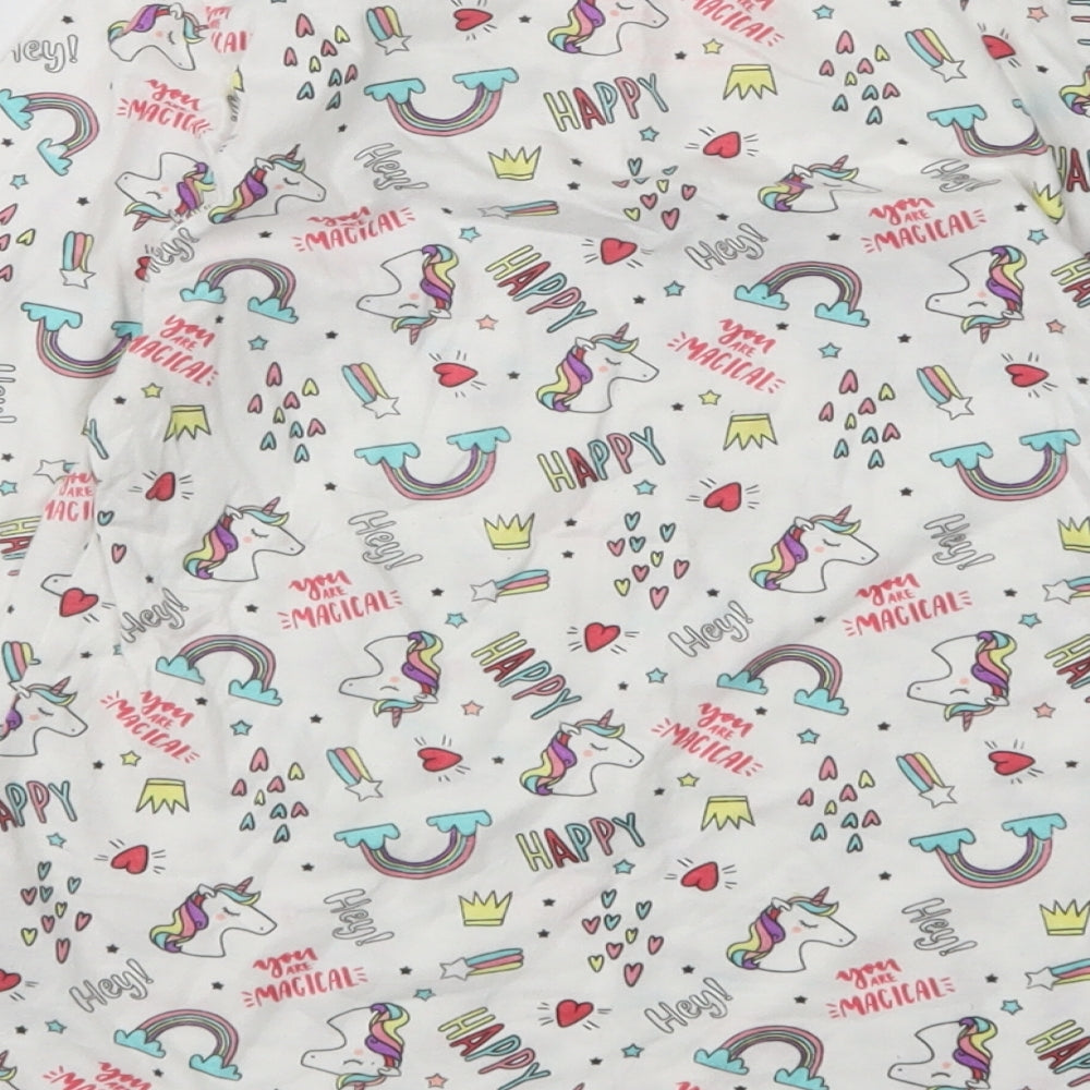 Primark Girls Multicoloured  Cotton Top Pyjama Top Size 7-8 Years   - Unicorn