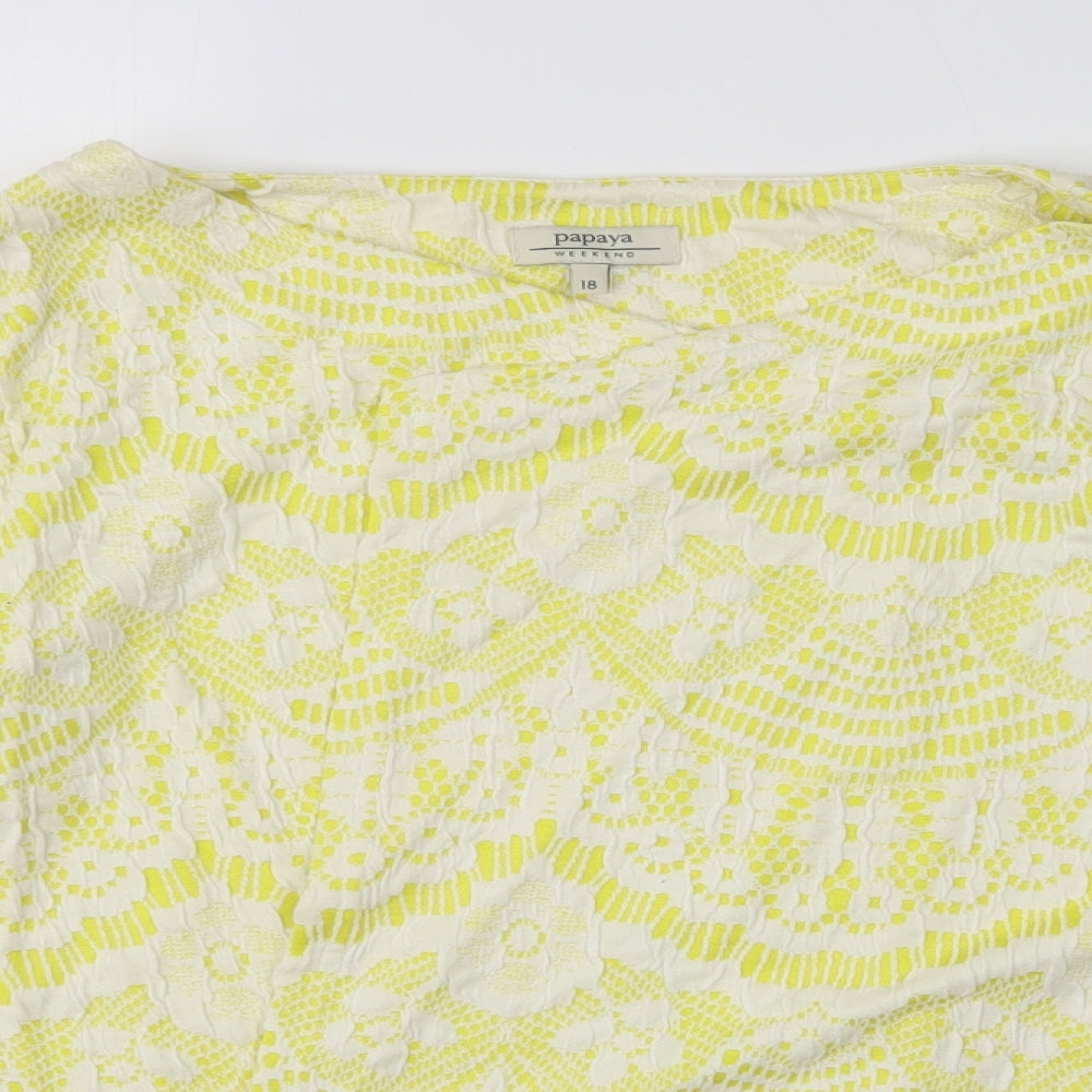 Papaya Womens Multicoloured Round Neck Floral Polyester Cardigan Jumper Size 18