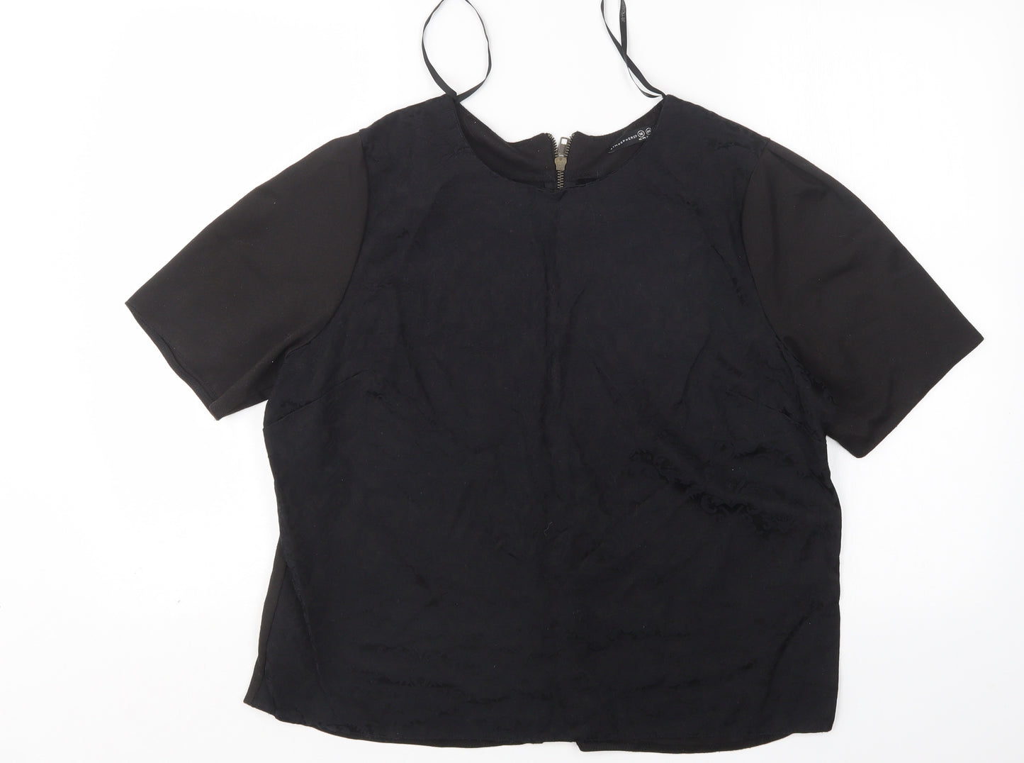 Atmosphere Womens Black Paisley Cotton Basic Blouse Size 18 Round Neck
