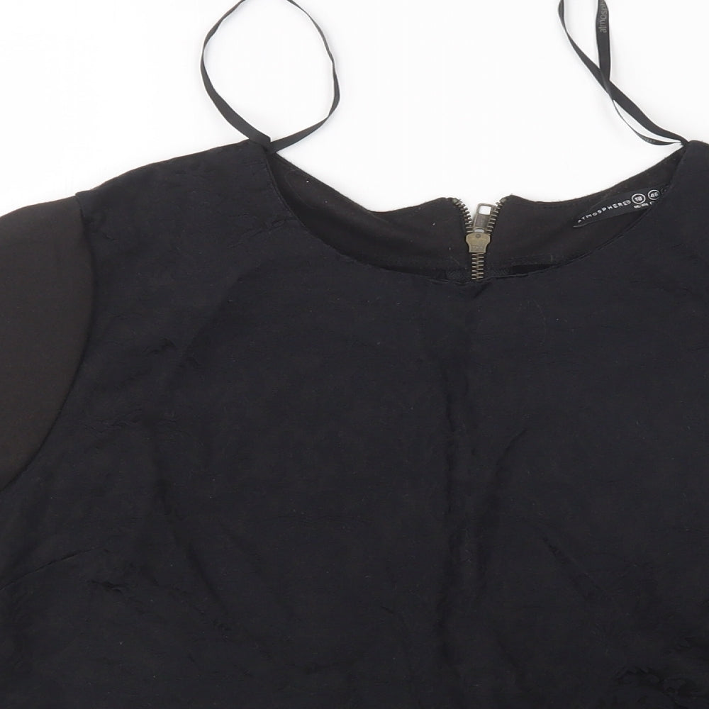 Atmosphere Womens Black Paisley Cotton Basic Blouse Size 18 Round Neck