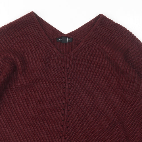 New Look Womens Purple V-Neck   Pullover Jumper Size M