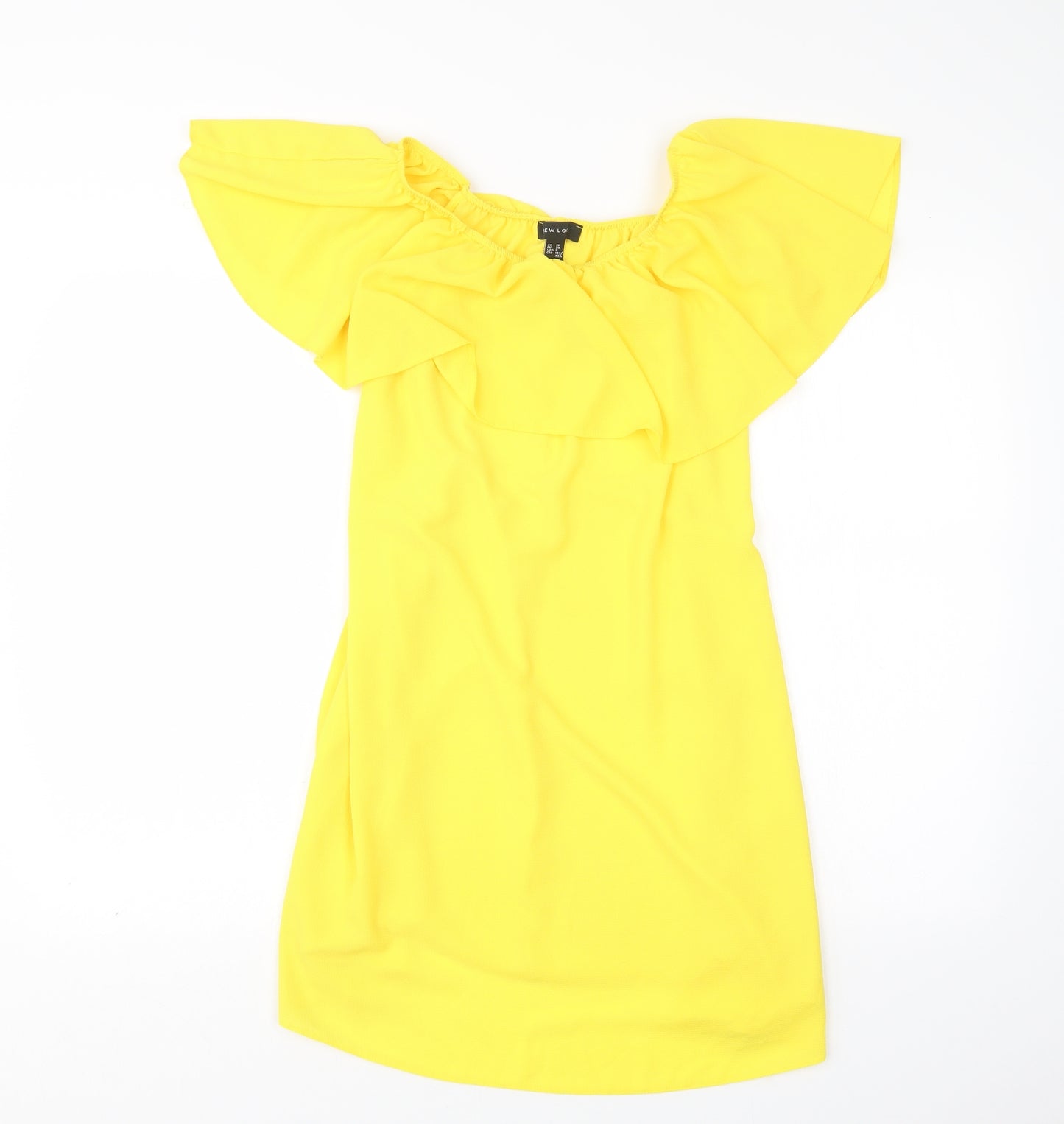New Look Womens Yellow  Polyester A-Line  Size 10  Boat Neck