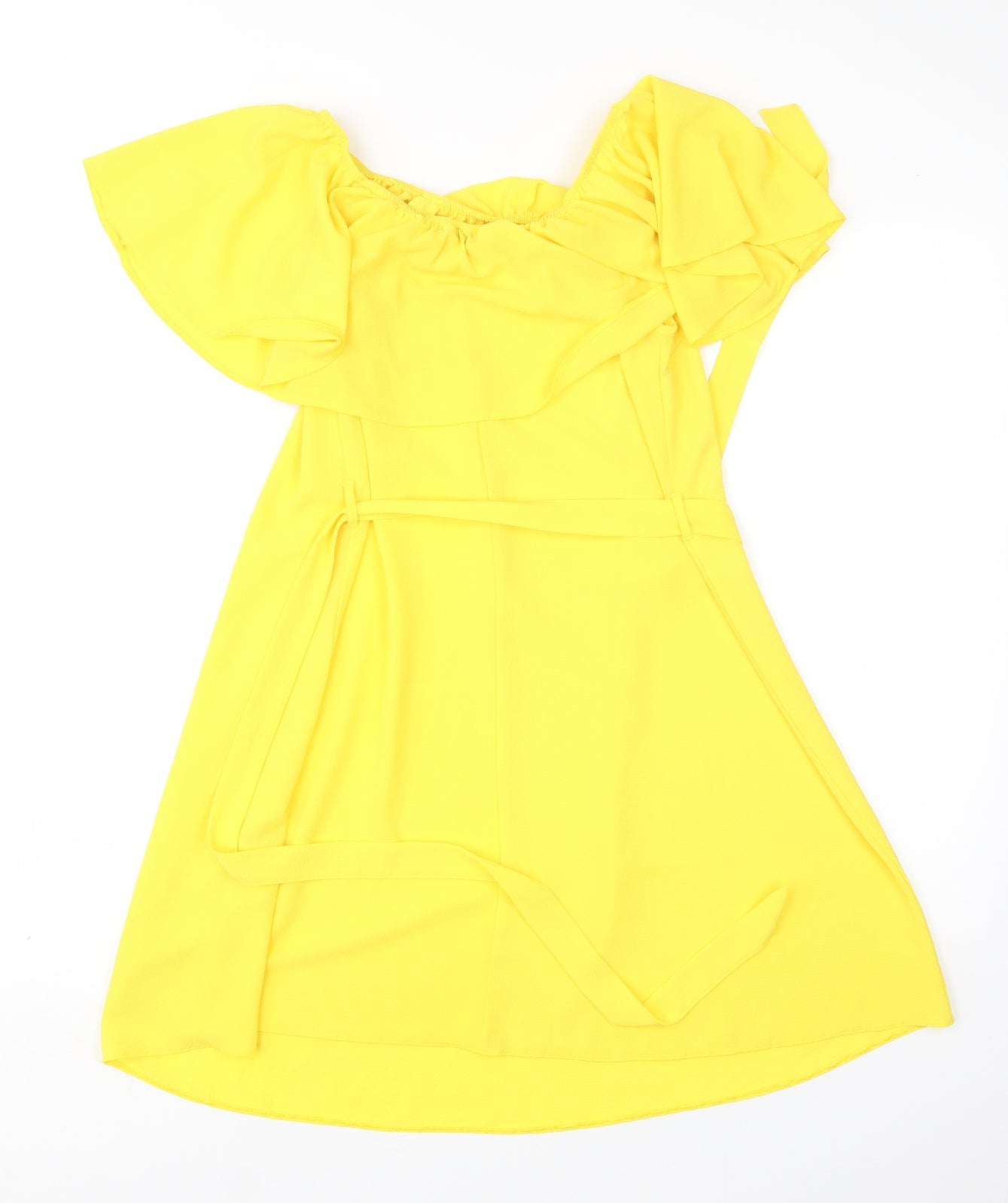 New Look Womens Yellow  Polyester A-Line  Size 10  Boat Neck