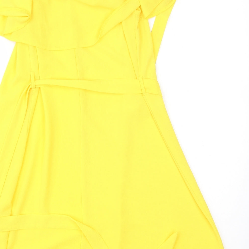 New Look Womens Yellow  Polyester A-Line  Size 10  Boat Neck