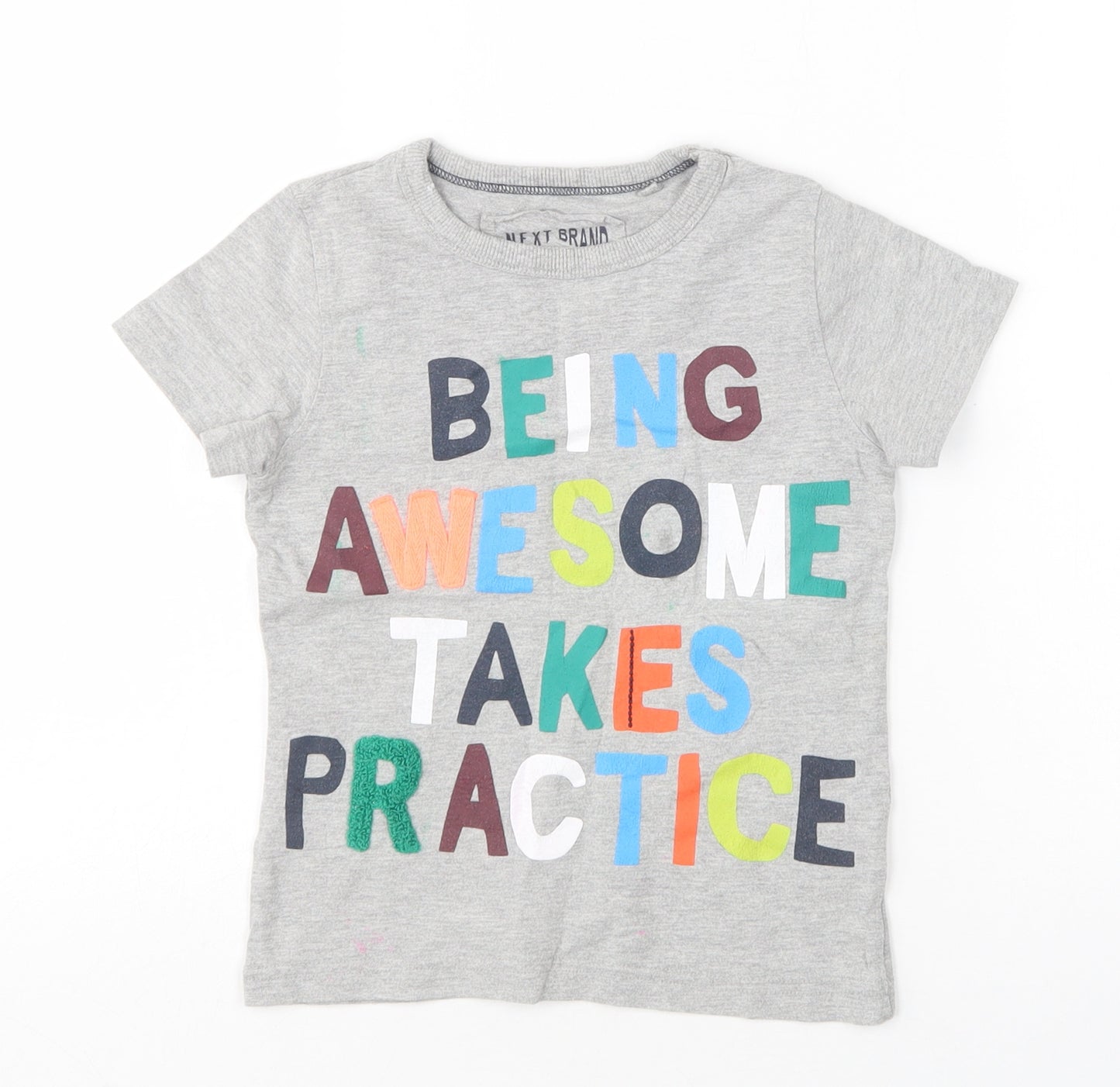 NEXT Boys Grey  Cotton Basic T-Shirt Size 2-3 Years Round Neck