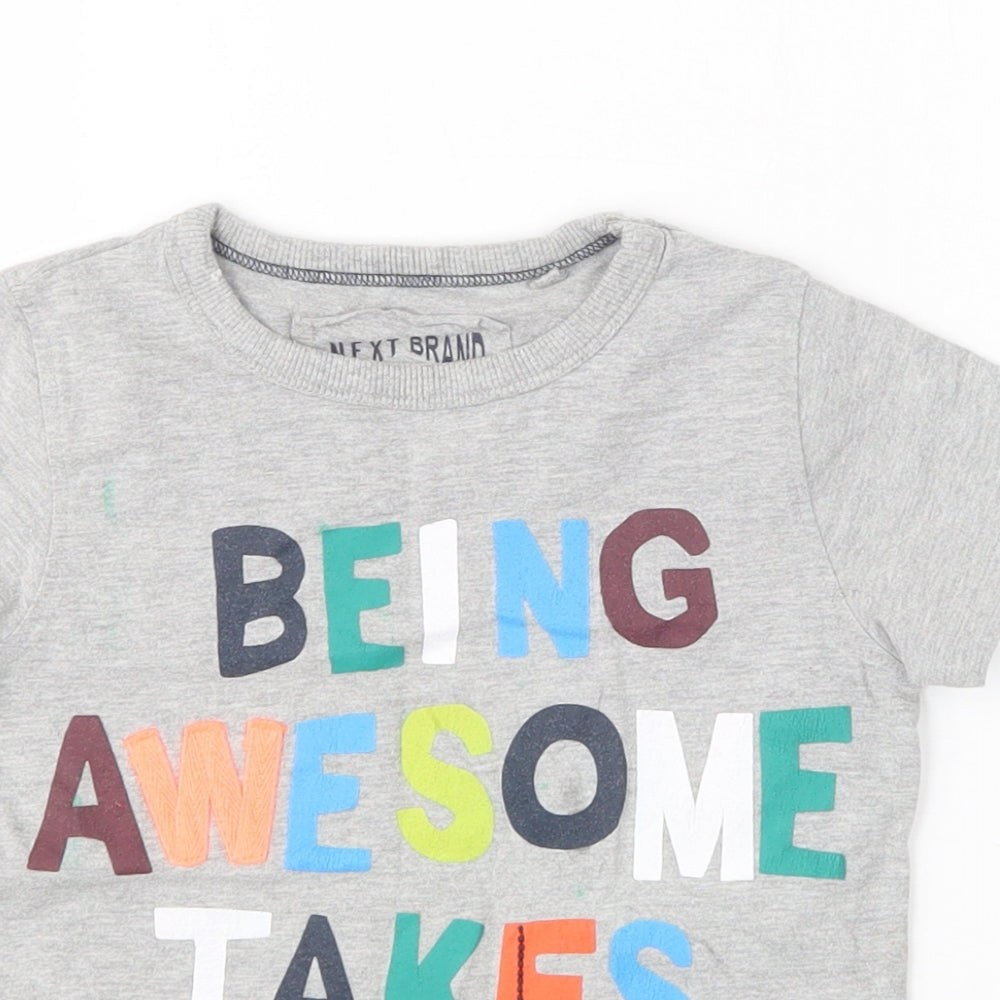 NEXT Boys Grey  Cotton Basic T-Shirt Size 2-3 Years Round Neck