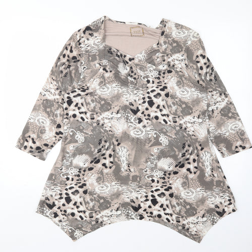 TIGI Womens Multicoloured Animal Print Viscose Basic T-Shirt Size 14 V-Neck