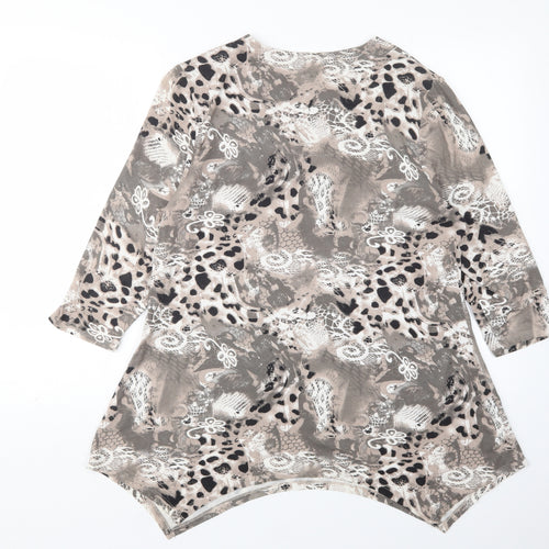 TIGI Womens Multicoloured Animal Print Viscose Basic T-Shirt Size 14 V-Neck