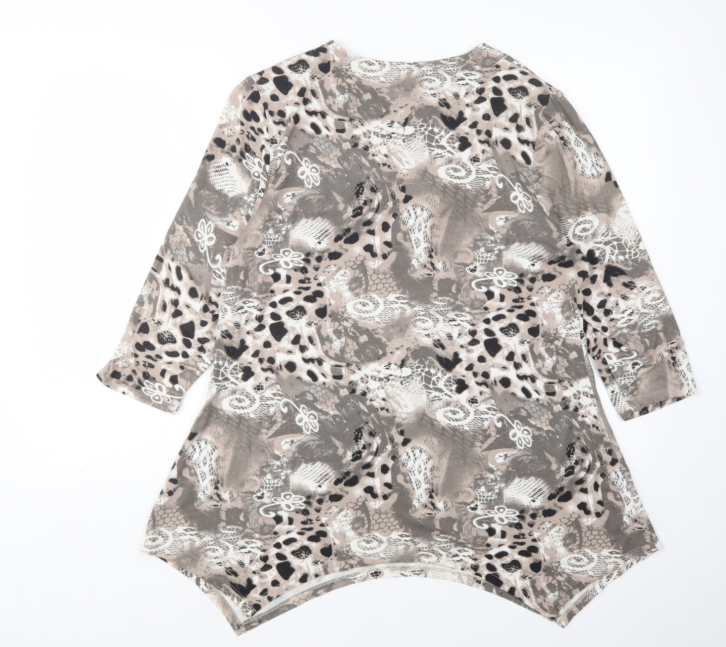 TIGI Womens Multicoloured Animal Print Viscose Basic T-Shirt Size 14 V-Neck