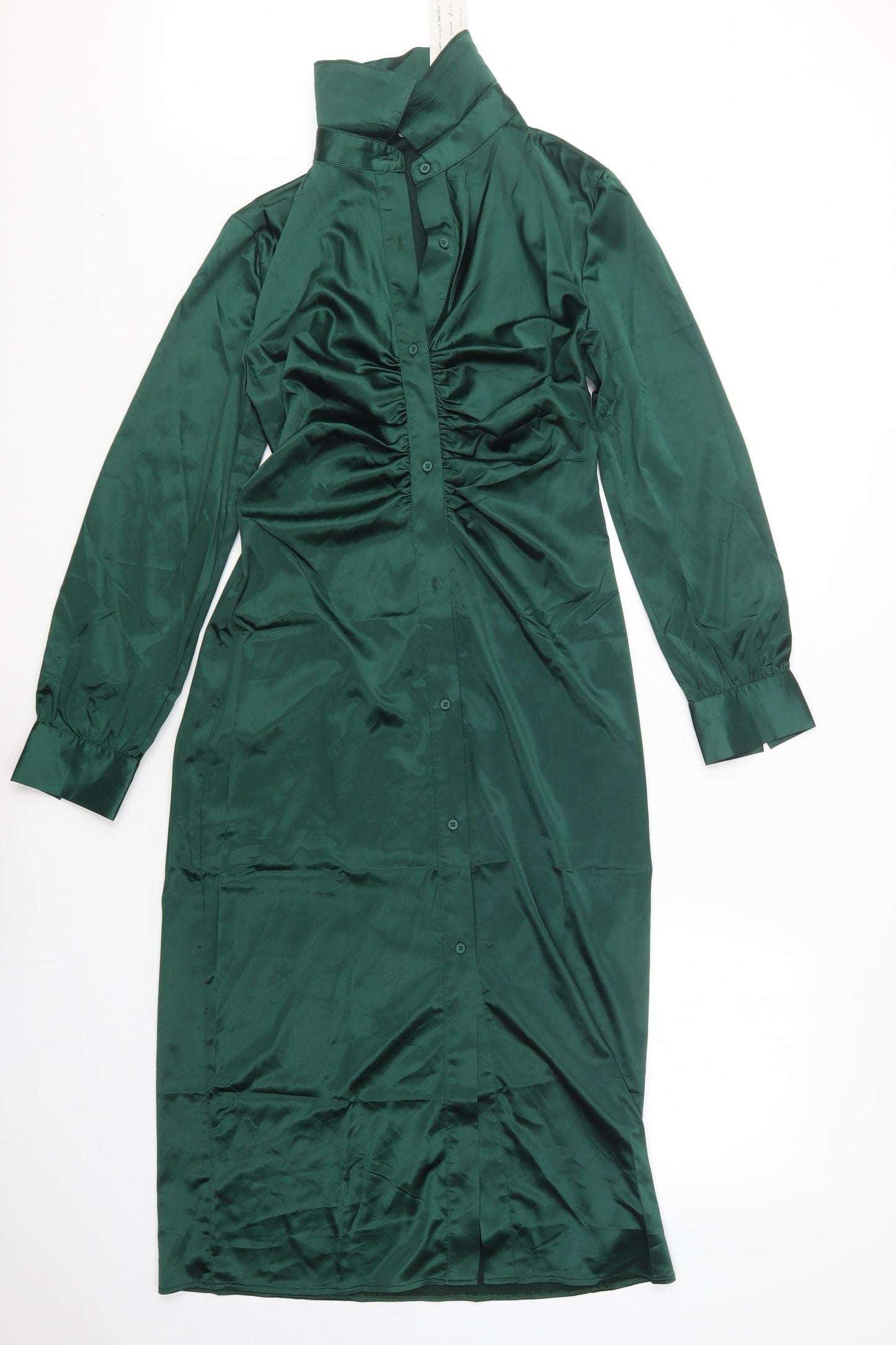 Glamaker Womens Green  Polyester Shirt Dress  Size S  Collared