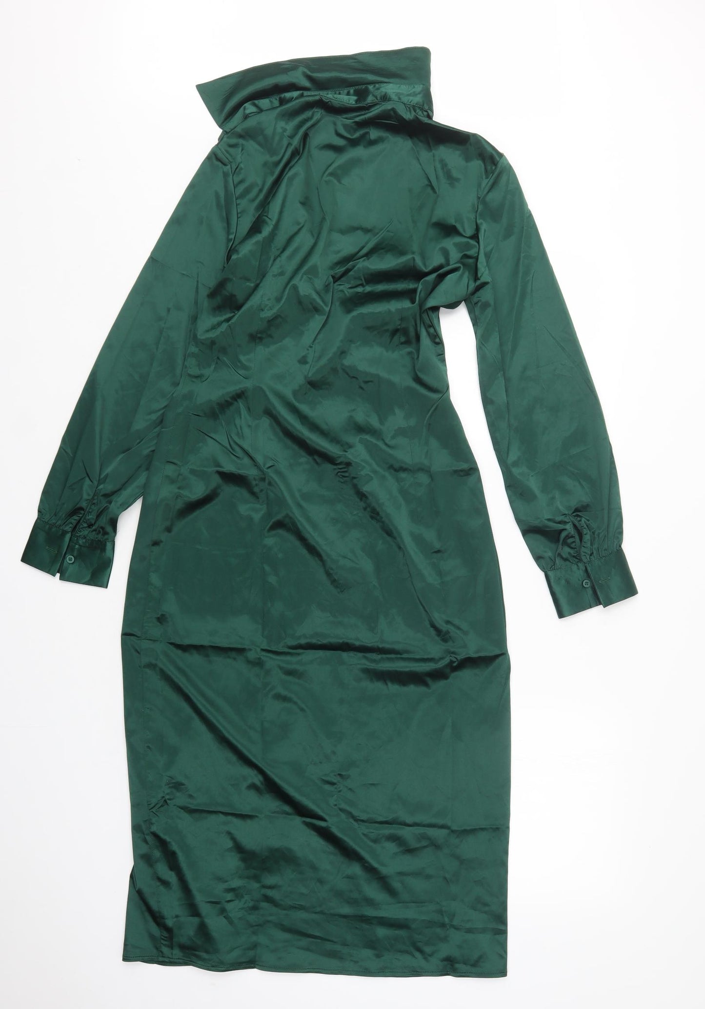 Glamaker Womens Green  Polyester Shirt Dress  Size S  Collared