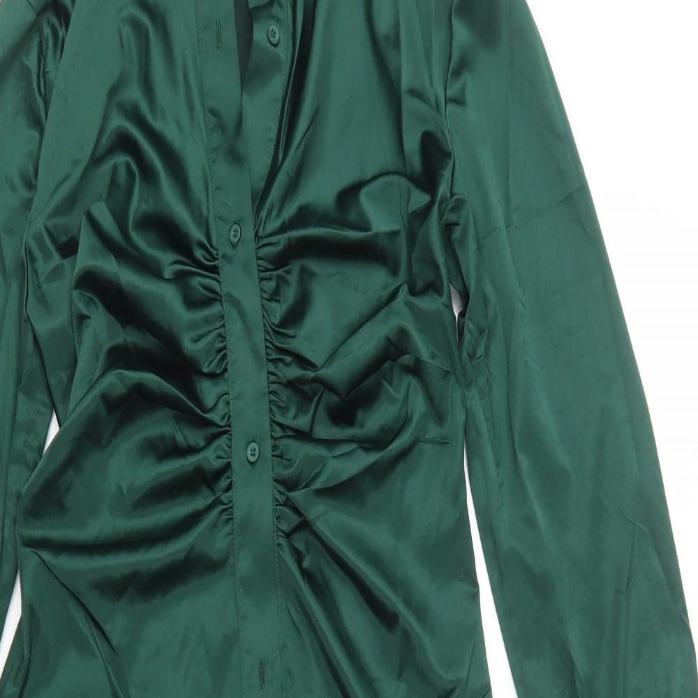 Glamaker Womens Green  Polyester Shirt Dress  Size S  Collared