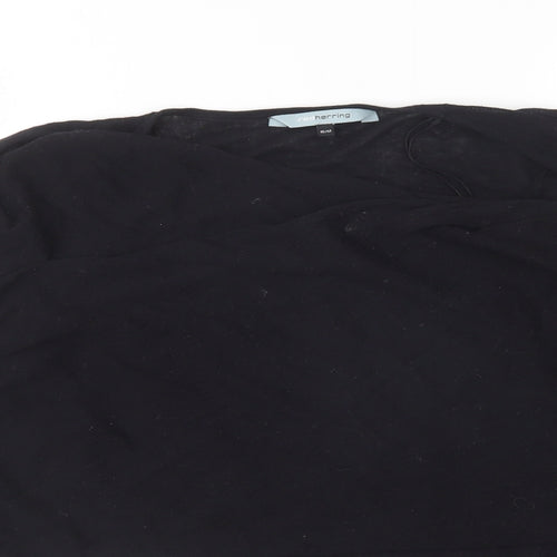 Red Herring  Womens Black V-Neck  Cotton Cardigan Jumper Size S