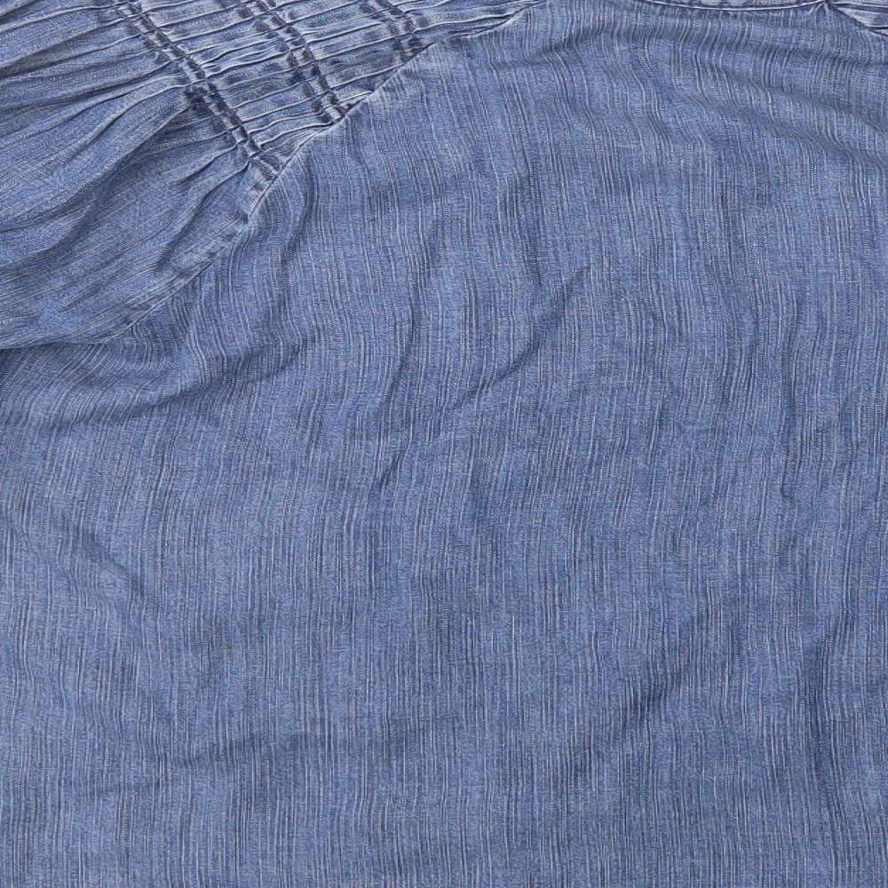 M&S Womens Blue  Lyocell Basic Blouse Size 20 V-Neck