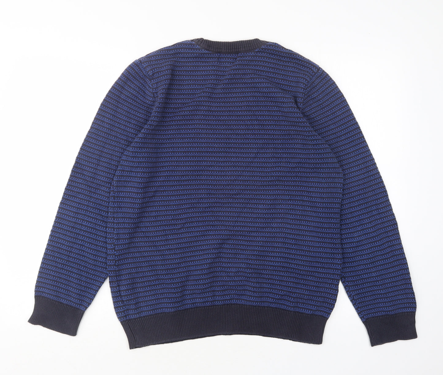 M&S Mens Multicoloured Round Neck Striped Cotton Pullover Jumper Size M