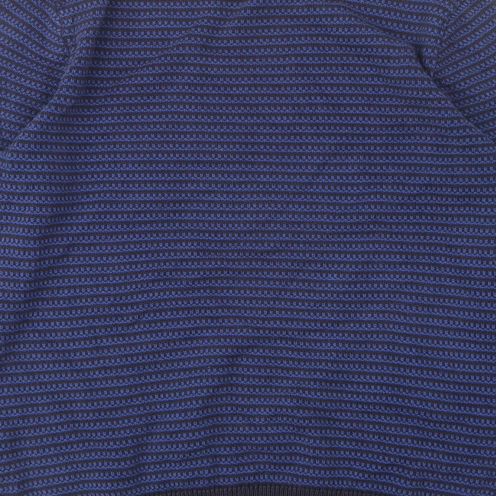 M&S Mens Multicoloured Round Neck Striped Cotton Pullover Jumper Size M