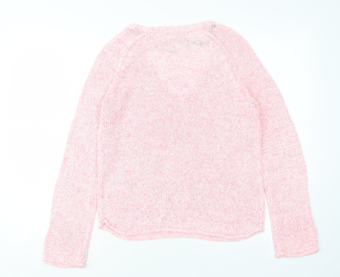 H&M Womens Pink V-Neck  Acrylic Pullover Jumper Size XS