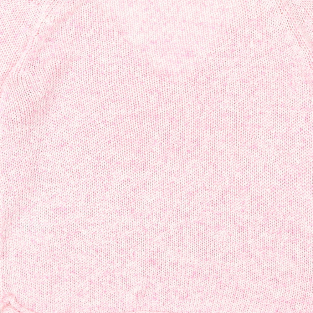H&M Womens Pink V-Neck  Acrylic Pullover Jumper Size XS