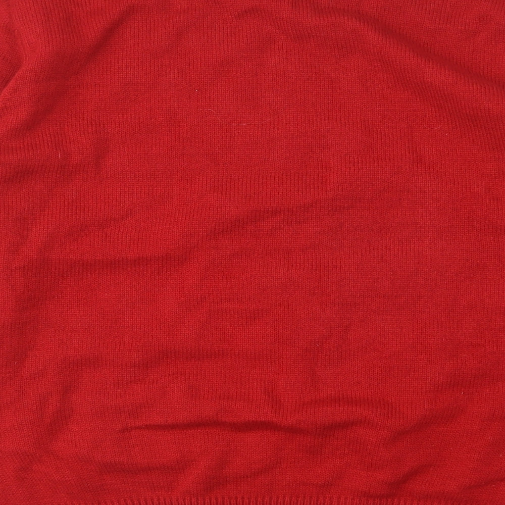 Easy Mens Red Round Neck  Acrylic Pullover Jumper Size L   - Christmas