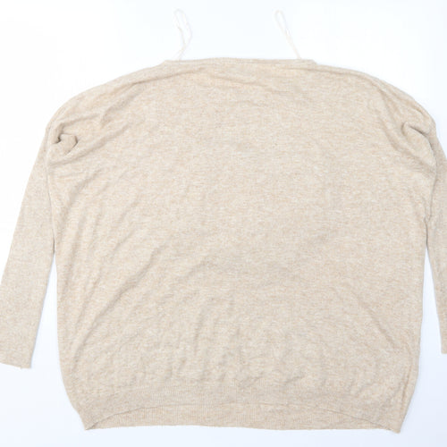 Preworn Womens Beige Round Neck  Polyester Pullover Jumper Size S