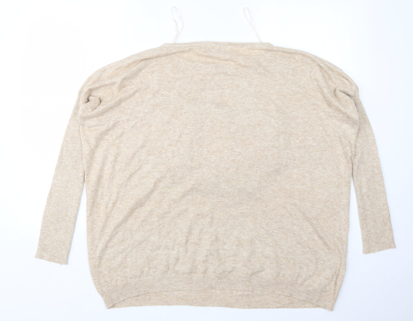 Preworn Womens Beige Round Neck  Polyester Pullover Jumper Size S