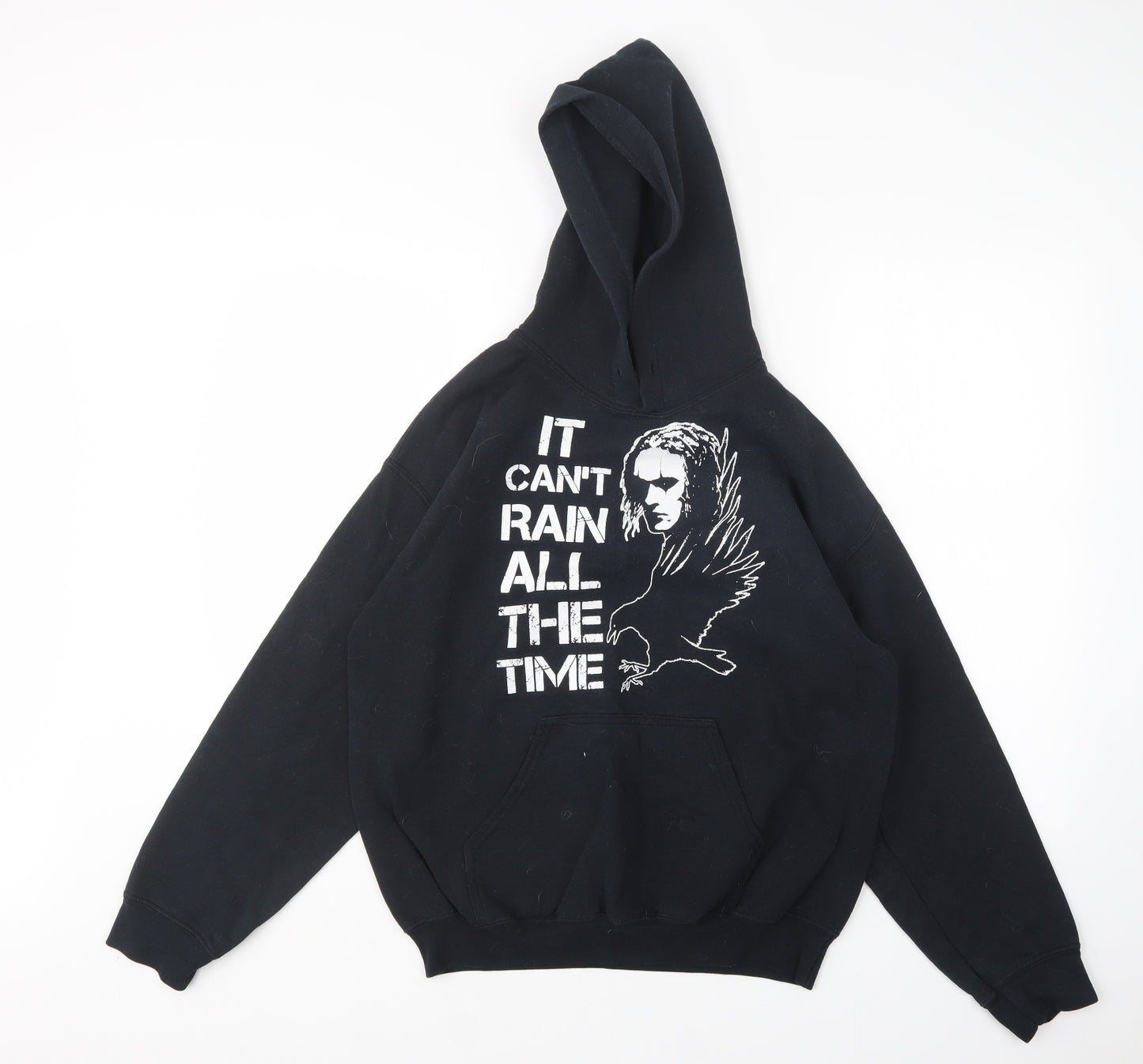 Gildan Mens Black  Cotton Pullover Hoodie Size M   - The Crow
