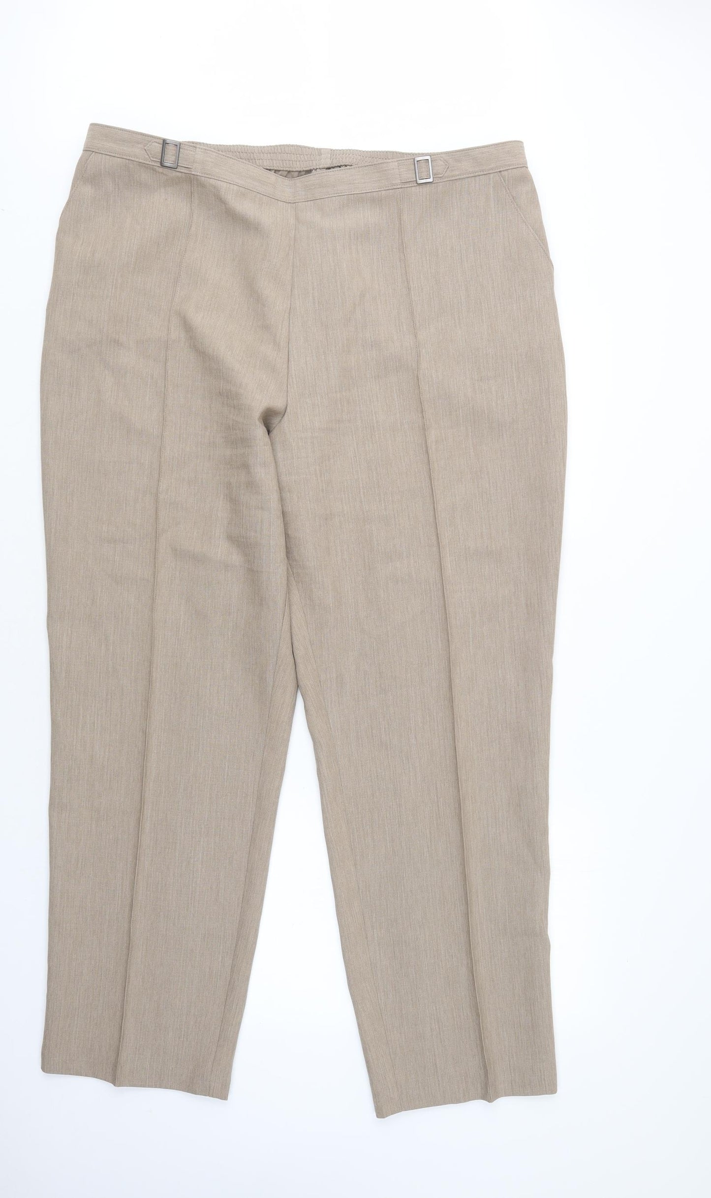 M&S Womens Beige  Polyester Trousers  Size 22 L32 in Regular