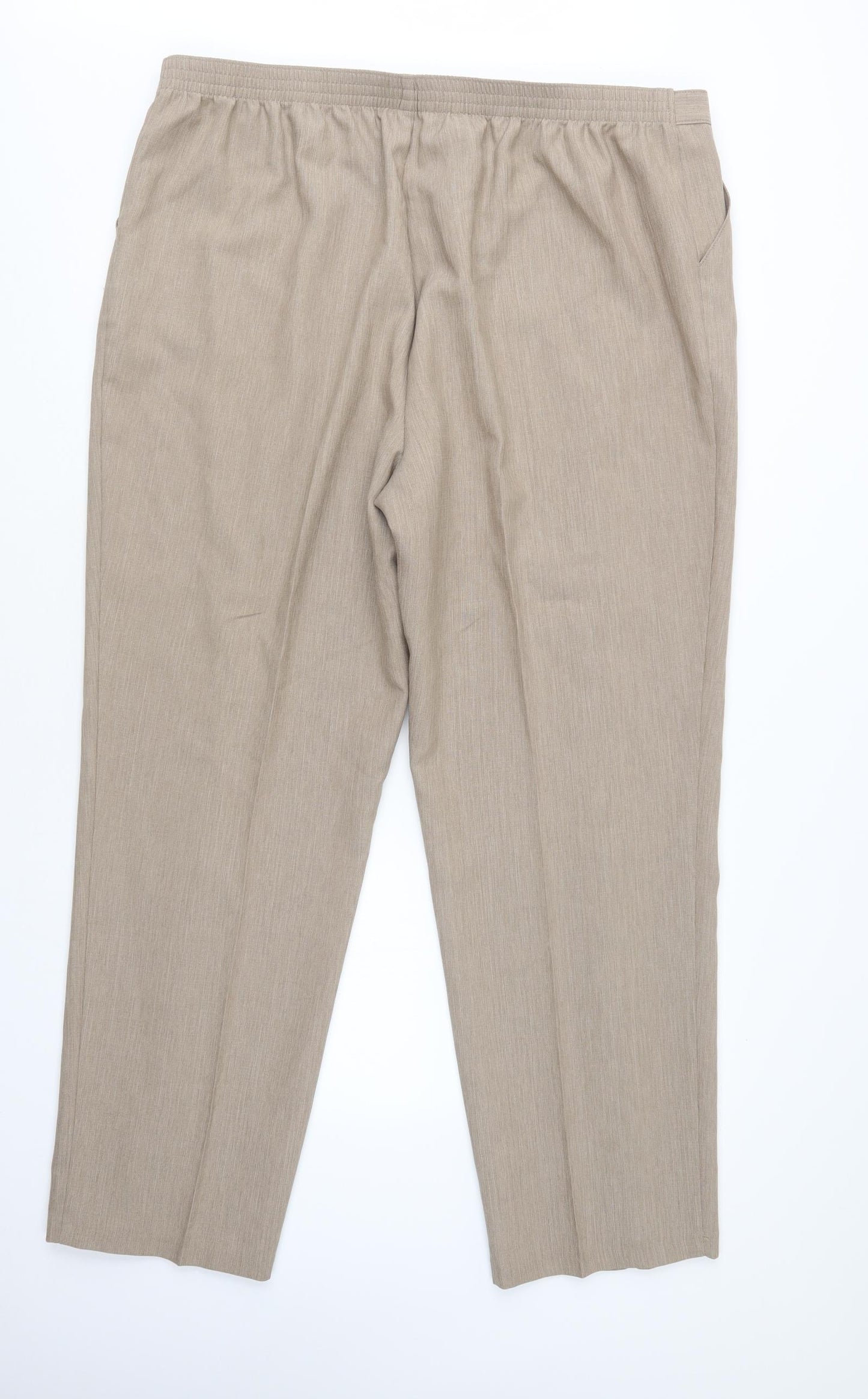M&S Womens Beige  Polyester Trousers  Size 22 L32 in Regular