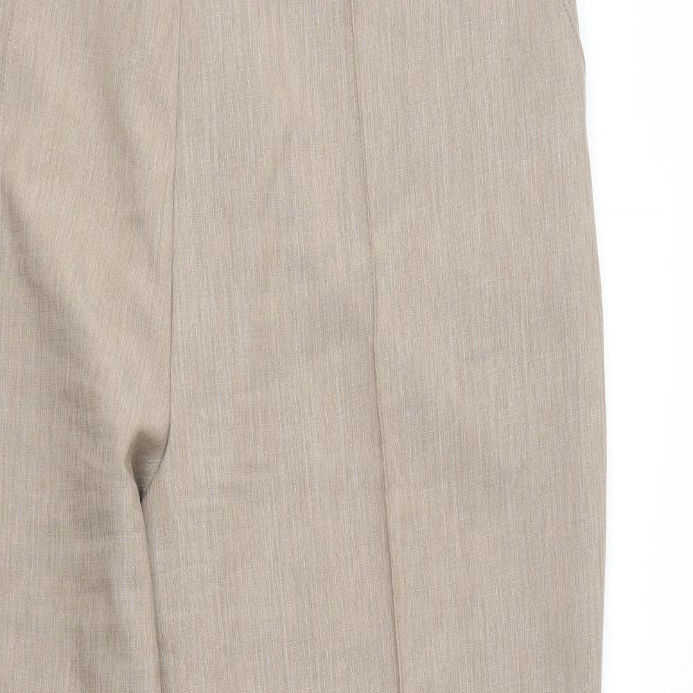 M&S Womens Beige  Polyester Trousers  Size 22 L32 in Regular