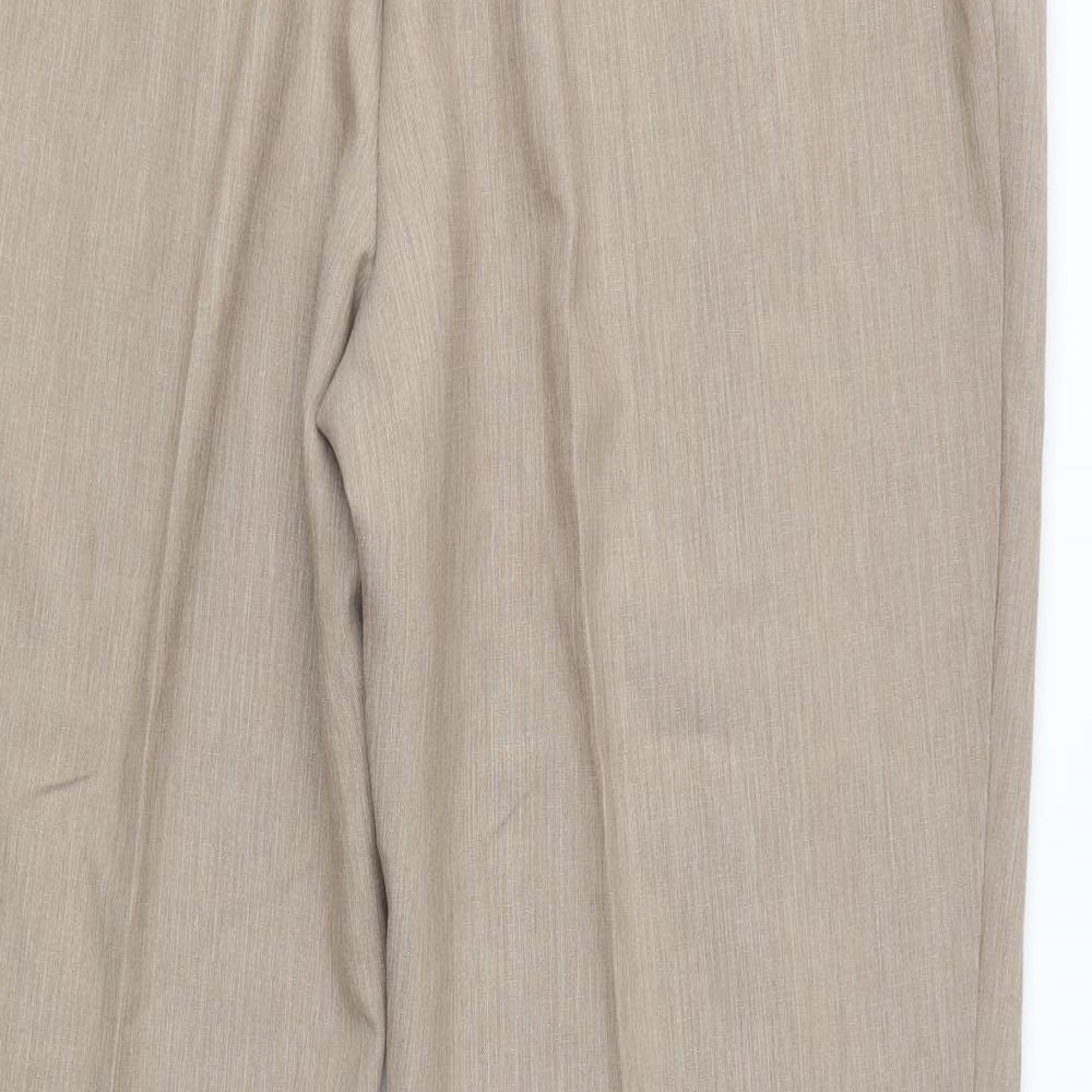 M&S Womens Beige  Polyester Trousers  Size 22 L32 in Regular