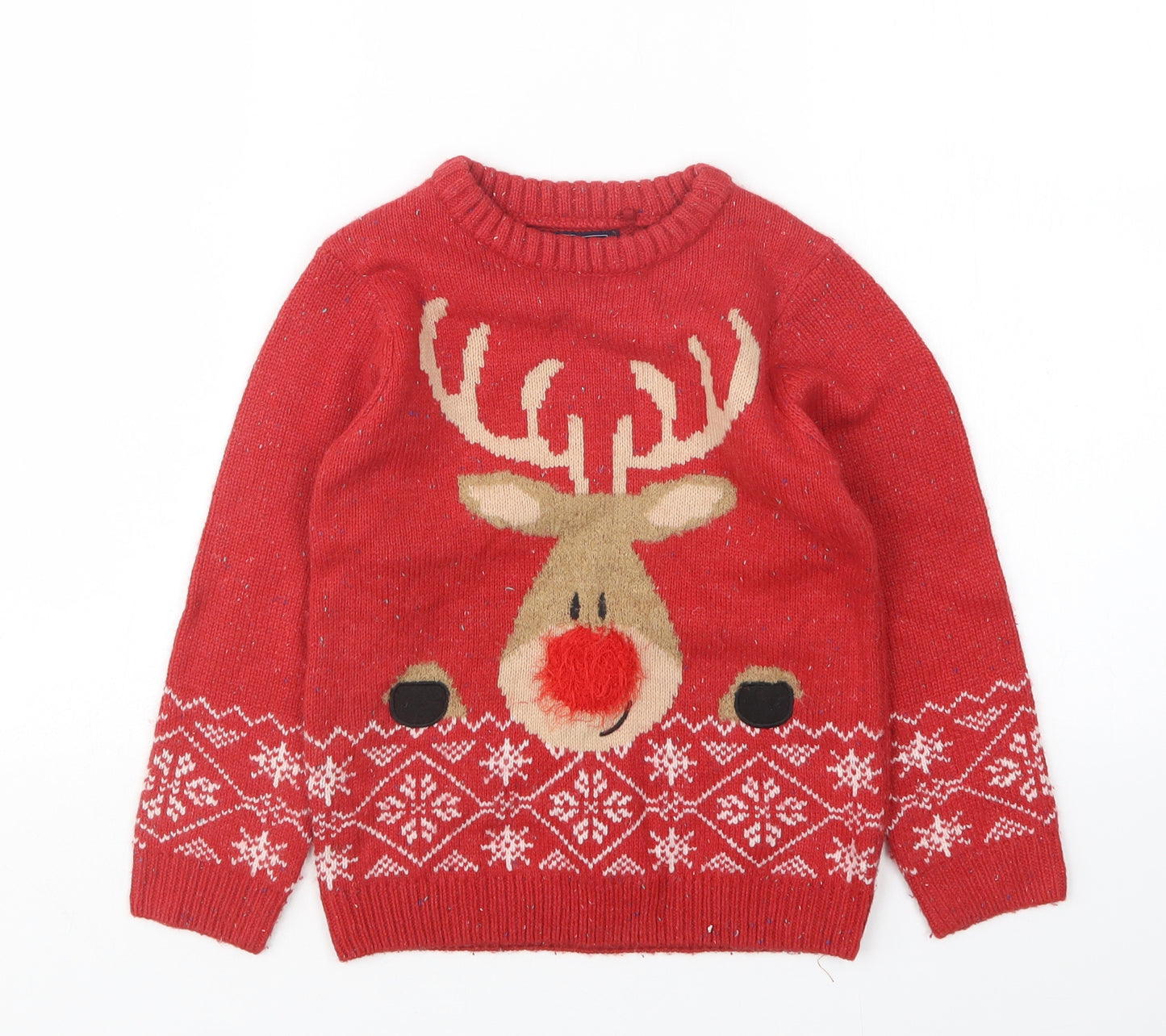 NEXT Boys Multicoloured Round Neck Argyle/Diamond Acrylic Pullover Jumper Size 6 Years   - ch