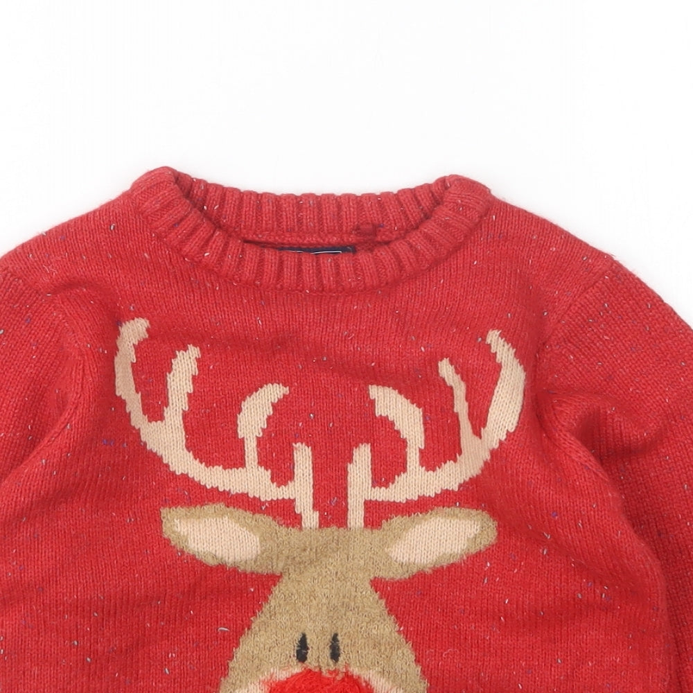 NEXT Boys Multicoloured Round Neck Argyle/Diamond Acrylic Pullover Jumper Size 6 Years   - ch