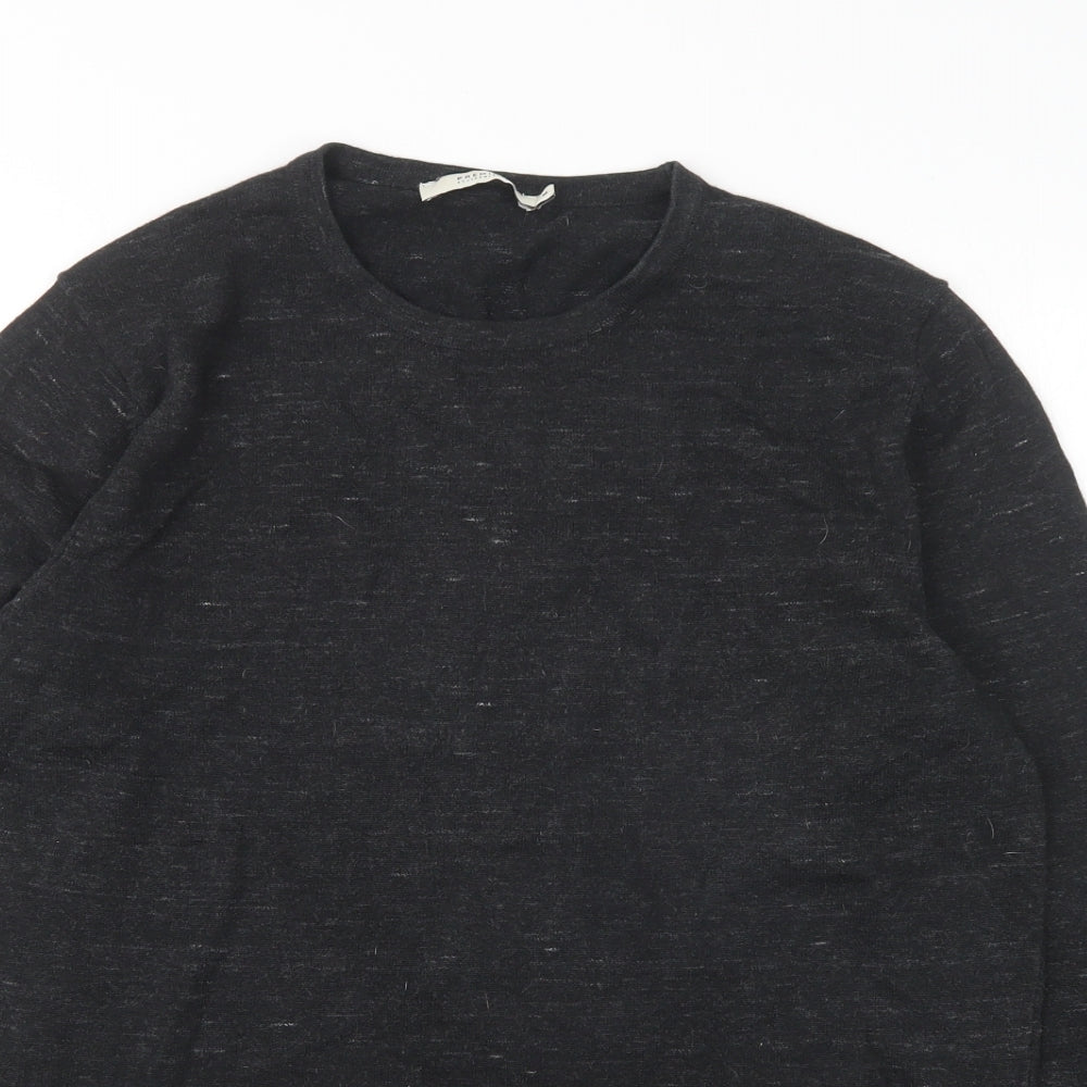 JACK & JONES Mens Grey Round Neck  Cotton Pullover Jumper Size M