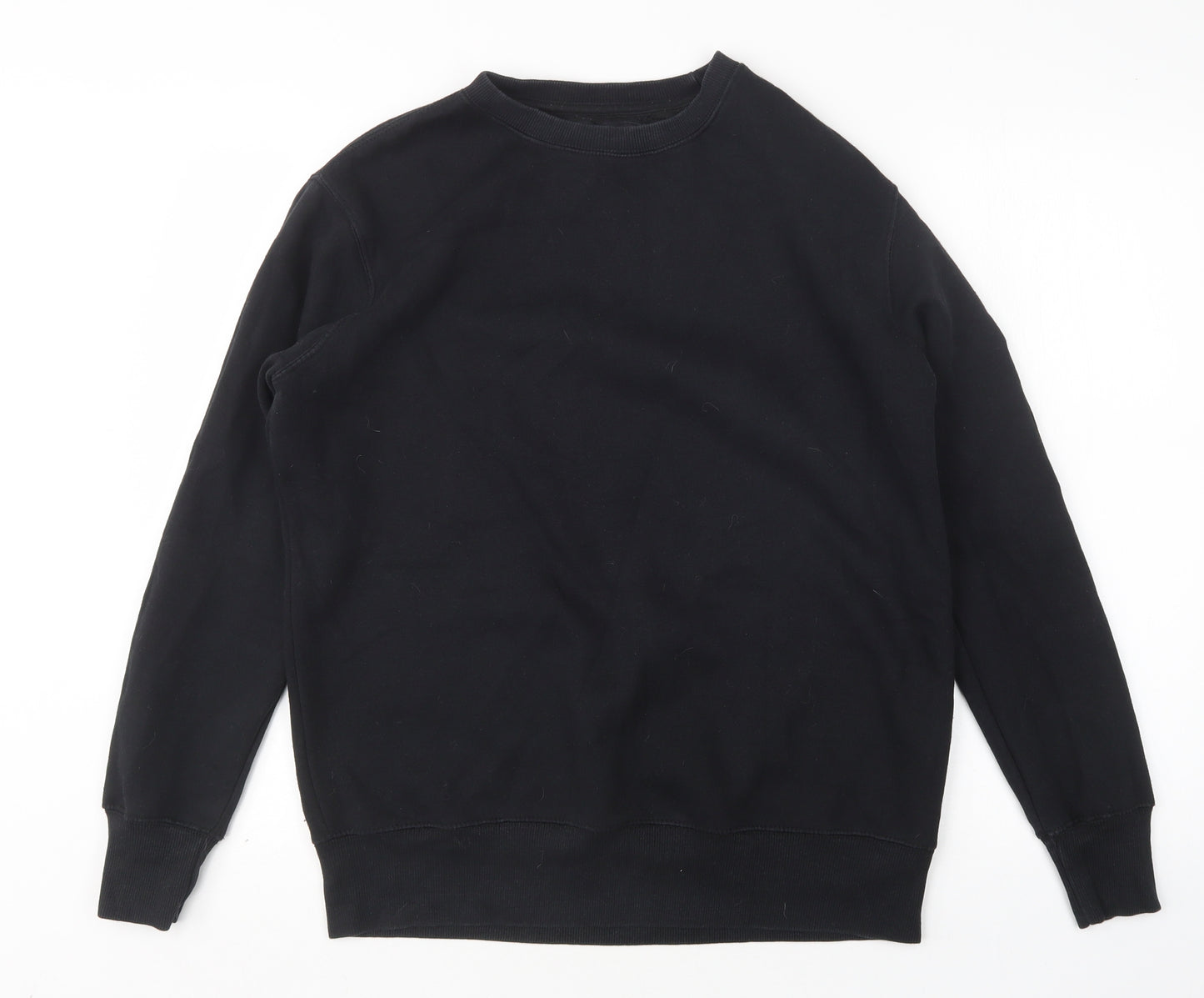 Pull&Bear Mens Black  Cotton Pullover Sweatshirt Size M