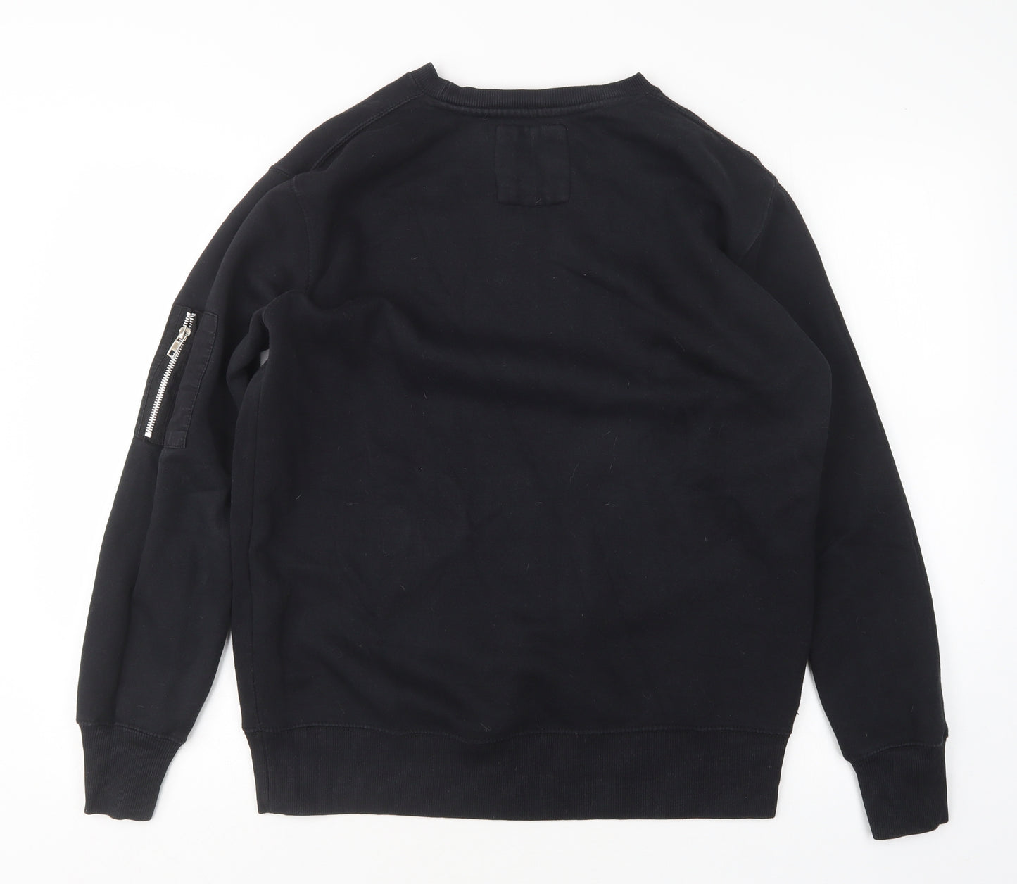 Pull&Bear Mens Black  Cotton Pullover Sweatshirt Size M
