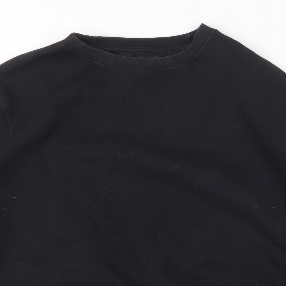 Pull&Bear Mens Black  Cotton Pullover Sweatshirt Size M