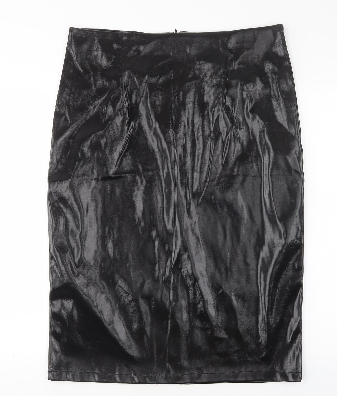 Pencil Womens Black  Polyurethane Straight & Pencil Skirt Size 16