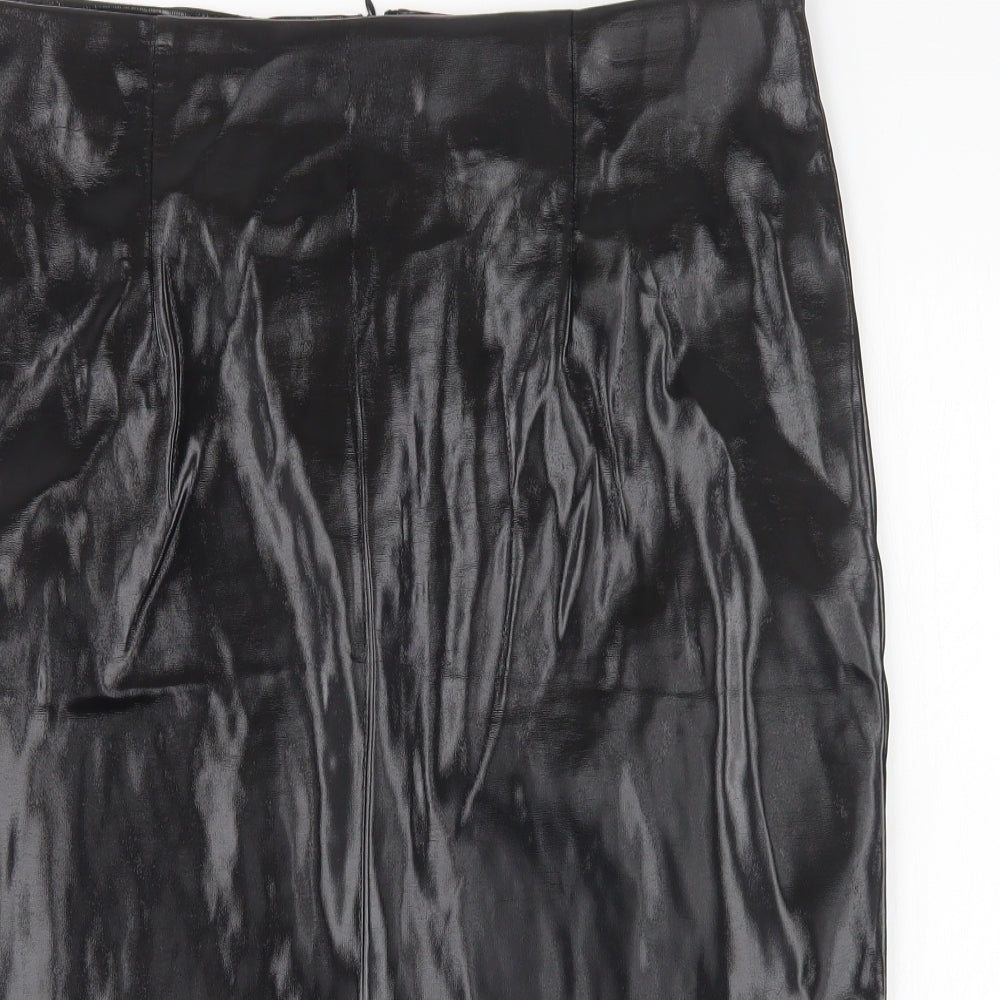 Pencil Womens Black  Polyurethane Straight & Pencil Skirt Size 16
