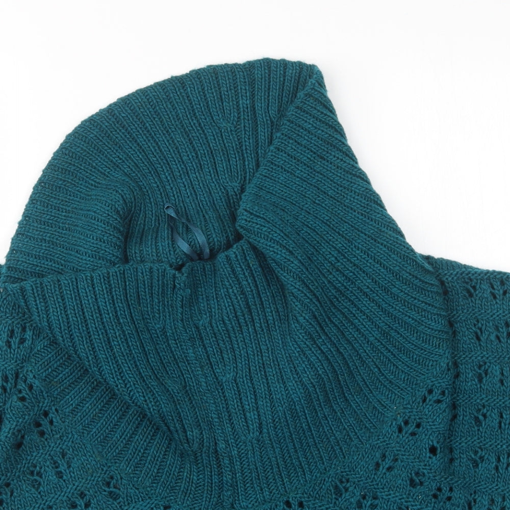 New Look Womens Green Roll Neck  Acrylic Pullover Jumper Size 14