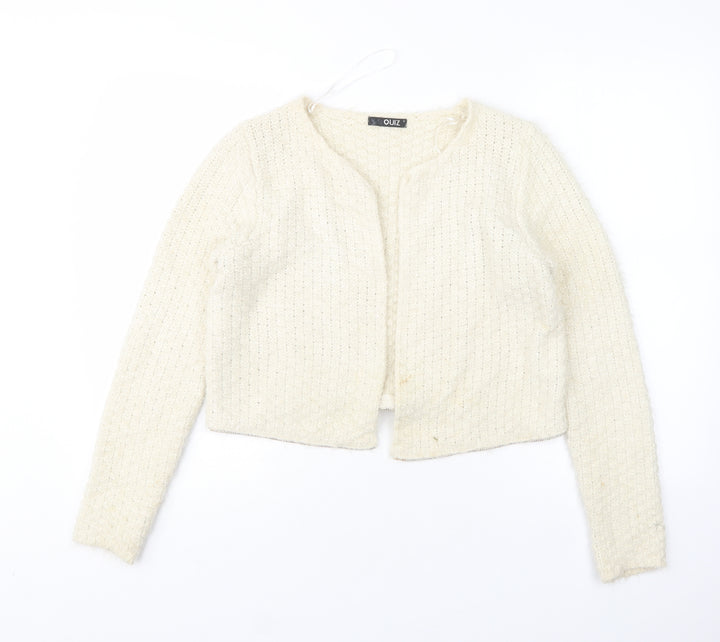 Quiz Womens Beige Round Neck Cardigan Jumper Size S